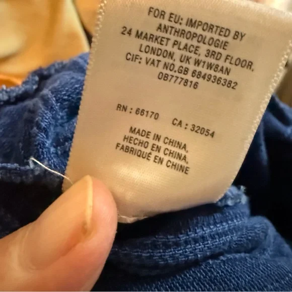 Anthro ett:twa Jumpsuit Womens Blue Denim Size SP Peplum Ruffled Striped Boho - Picture 9 of 13